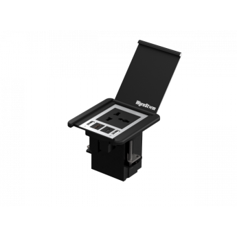 Компактный лючок для с разъемами - HDMI, USB-C, USB зарядкой и розеткой международного стандарта WYRESTORM IDB-200-MS Компактный лючок для с разъемами - HDMI, USB-C, USB зарядкой и розеткой международного стандарта WYRESTORM IDB-200-MS