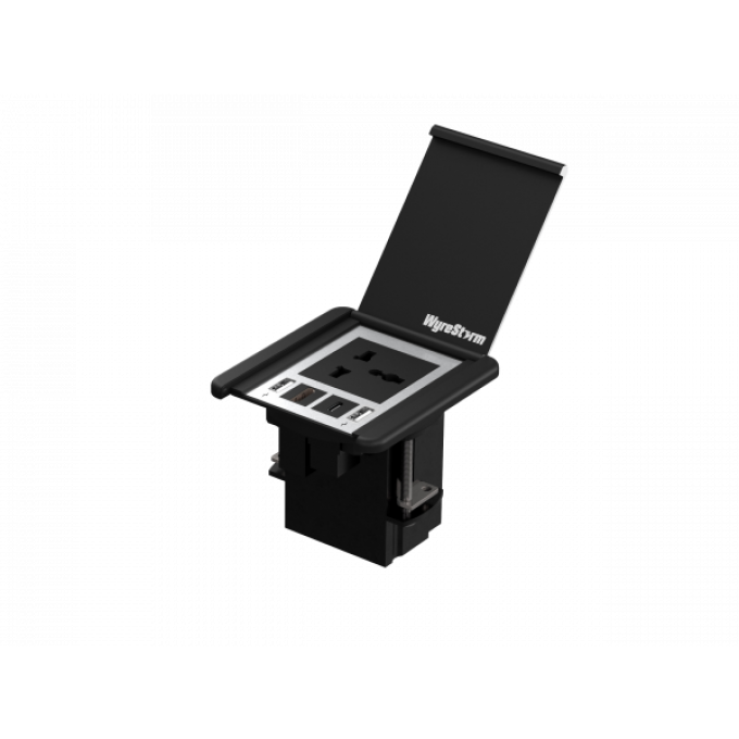 Компактный лючок для с разъемами - HDMI, USB-C, USB зарядкой и розеткой международного стандарта WYRESTORM IDB-200-MS