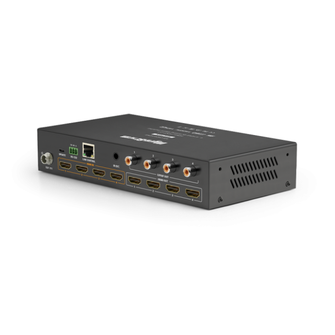Матричный коммутатор 4K HDR 4x4 HDMI с де-эмбеддированием аудио и скалирующими выходами WYRESTORM MX-0404-HDMI