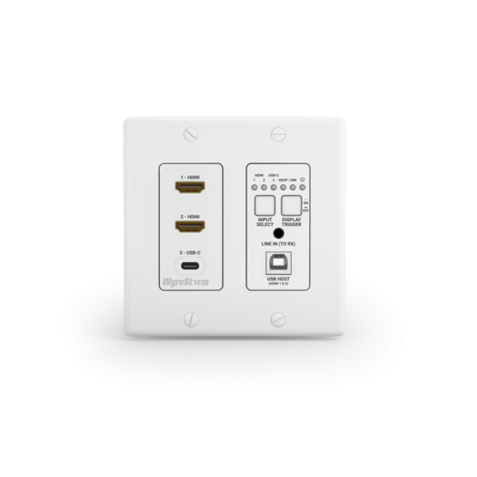 Передатчик HDBaseT (4K: 100м) для установки в стену (2x HDMI, USB-C) c USB-хост, СEC, 2-gang US WYRESTORM SW-130-TX-US
