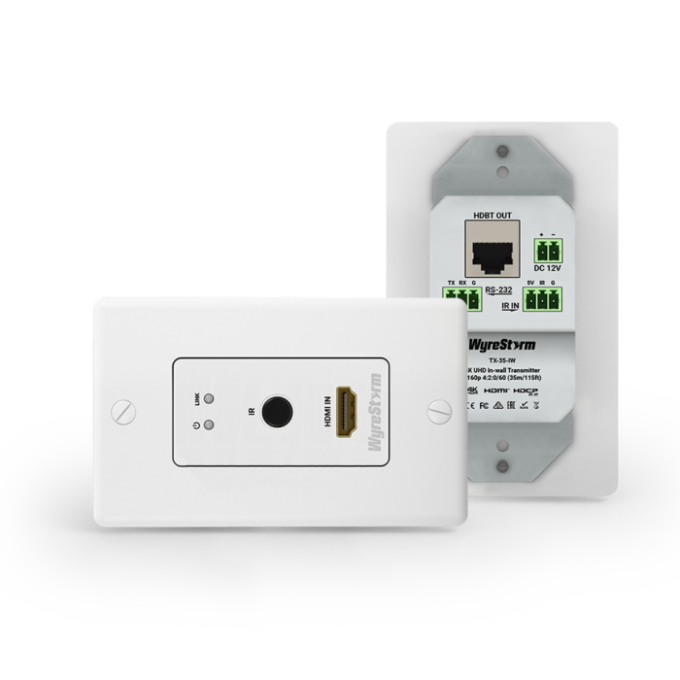 Передатчик 4K UHD HDBaseT, розетка 1-Gang (4K: 35 м | 1080p: 70 м) WYRESTORM TX-35-IW